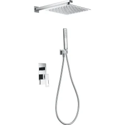 Imex Products Kit douche encastre 2 voies acier et laiton finition chromee avec pomme 25x25 cm