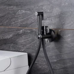 Robinet De Bidet|Imex Kit Douchette anti-calcaire hygiénique encastrée WC ou Bidet Salle de Bain Black Gun Métal MUNICH RDM001/BGM