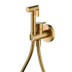 Imex Kit Douchette anti-calcaire hygiénique encastrée WC ou Bidet Salle de Bain Or Brossé MUNICH RDM001/OC
