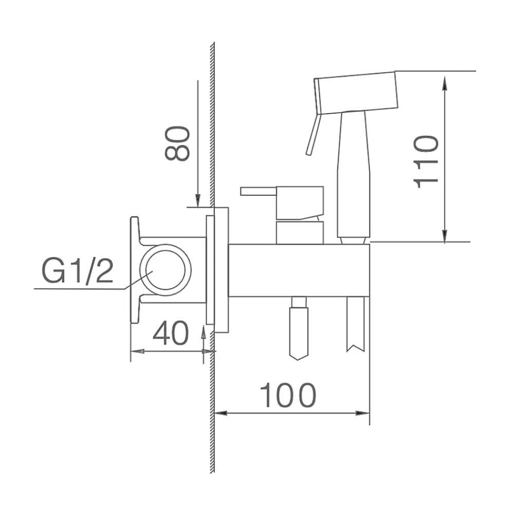 Imex Kit Douchette anti-calcaire hygiénique encastrée WC ou Bidet Salle de Bain Or Brossé MUNICH RDM001/OC