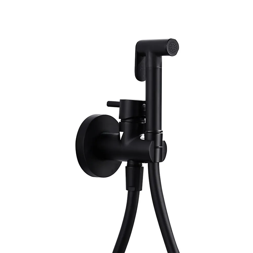 Robinet De Bidet|Imex Kit Douchette anti-calcaire hygiénique encastrée WC ou Bidet Salle de Bain Noir Mat MUNICH RDM001/NG