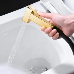 Robinet De Bidet|Imex Kit Douchette anti-calcaire hygiénique encastrée WC ou Bidet Salle de Bain Noir et Or SUECIA BDC032-5/NGOLD
