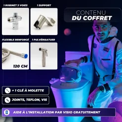 Magnifiak Kit Douchette WC avec Robinet 3 voies (Brevet Déposé) - Marque Française - Qualité supérieure - Expert WC