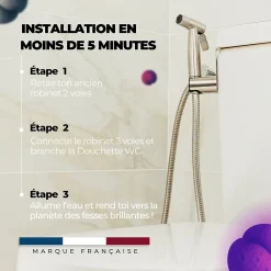 Magnifiak Kit Douchette WC avec Robinet 3 voies (Brevet Déposé) - Marque Française - Qualité supérieure - Expert WC