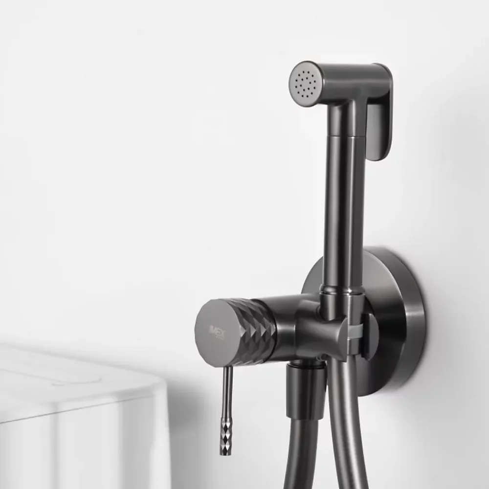 Imex Kit Hygiène Douchette de WC / Bidet Encastré Black Gun Métal GENOVA RDG053/BGM