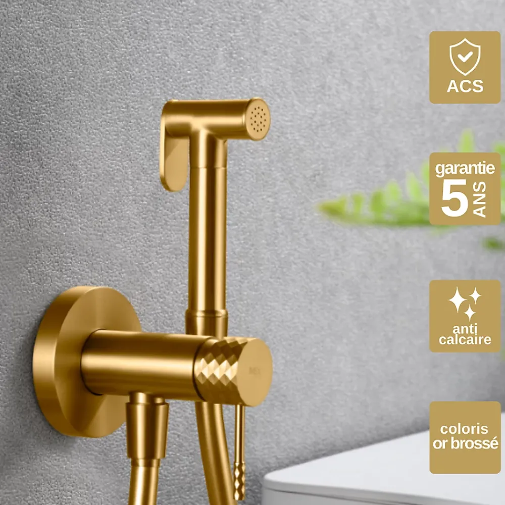 Robinet De Bidet|Imex Kit Hygiène Douchette de WC / Bidet Encastré Or Brossé GENOVA RDG053/OC
