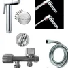 MTK Kit hygiène WC avec douchette 2 jets + flexible + support mural + robinet alimentation, chrome, Harmonie