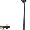 MTK Kit hygiène WC avec douchette 2 jets + flexible + support mural + robinet alimentation, noir/doré brossé, Harmonie