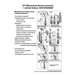 Chasse D'Eau|Rousseau Kit mecanisme chasse deau avec robinet flotteur sachet