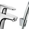 Accessoire De Robinet|Robinet De Bidet|Hansgrohe Kit robinet de bidet et douchette WC chromé Ecos