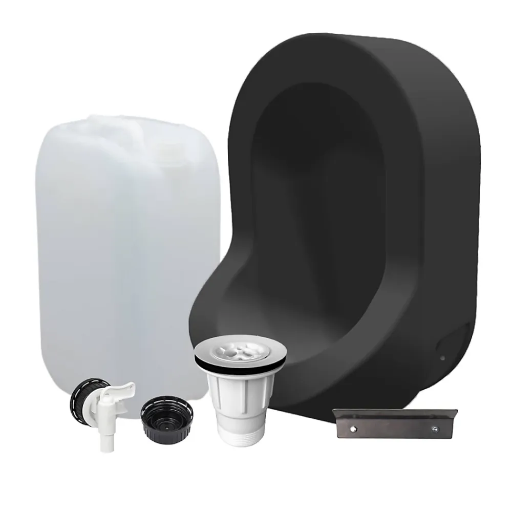 Ti'Pi Kit spécial jardin : urinoir mural sans eau et bidon de récupération 25L - Valorisation de l'urine comme engrais - Noir