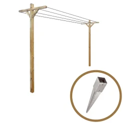 Etendoir À Linge|Cémonjardin Kit étendoir à linge extérieur bois Séville + 2 supports poteaux à enfoncer
