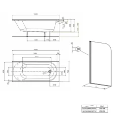 Kolo by Geberit 170x70 cm Ensemble baignoire Opal Plus universelle + Pare baignoire pivotant chrome + pieds (XWP1270000-SETP)