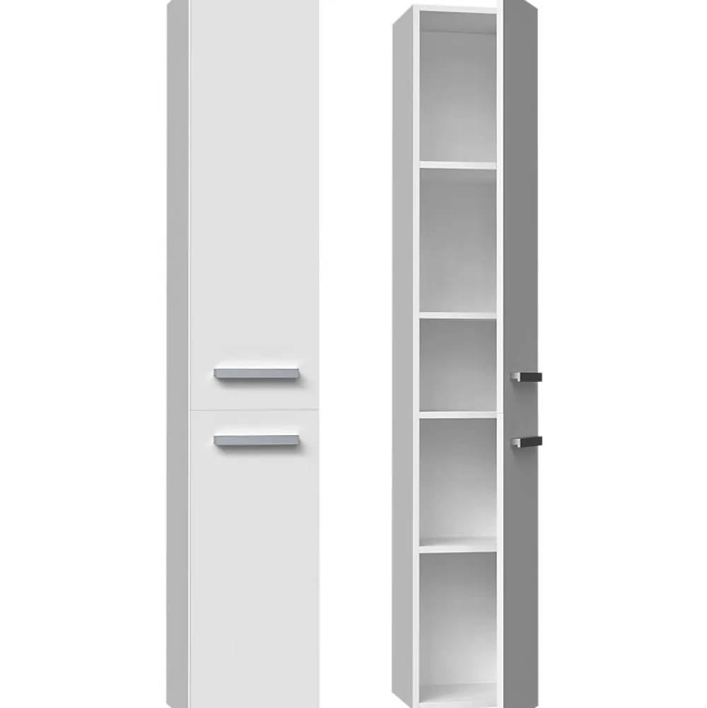 Topeshop KOMMA - Meuble salle de bain 2 portes - 31x30x174 cm - Colonne rangement SDB