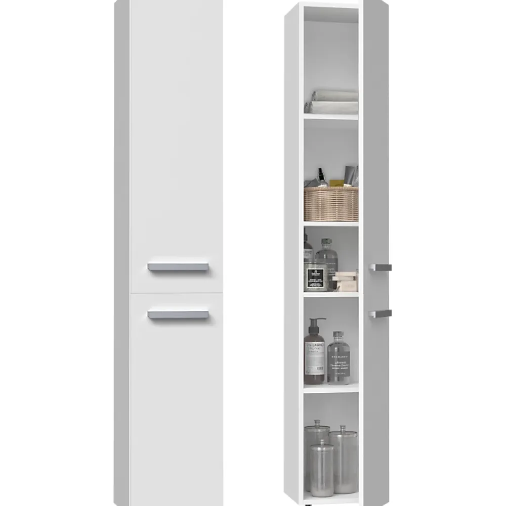 Topeshop KOMMA - Meuble salle de bain 2 portes - 31x30x174 cm - Colonne rangement SDB