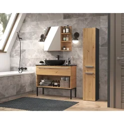 Autres KOMMA - Meuble salle de bain 2 portes - 31x30x174 cm - Colonne rangement SDB