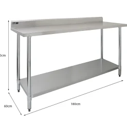 MonsterShop KuKoo Table de Travail en Inox - 180 x 60 x 90 cm