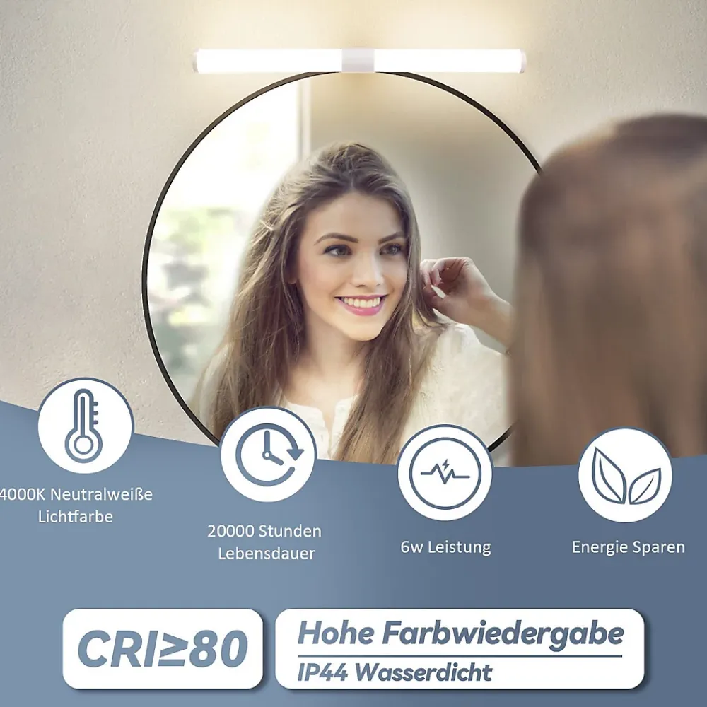 Nettlife Lampe de miroir de salle de bain LED 40 cm 6 W IP44 4 000 K