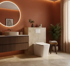 Laneri WC au Sol Edge Rim - Cuvette Rimless sans bride Blanc Brillant FIL Mural design carré - Abattant Soft-Close
