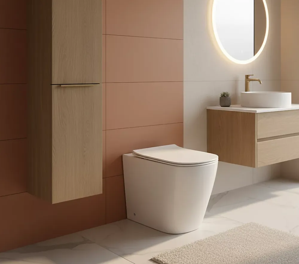 Wc À Poser|Laneri WC AU SOL Série Moon - Cuvette Rimless sans bride Blanc Brillant FIL Mural - Abattant Soft-Close
