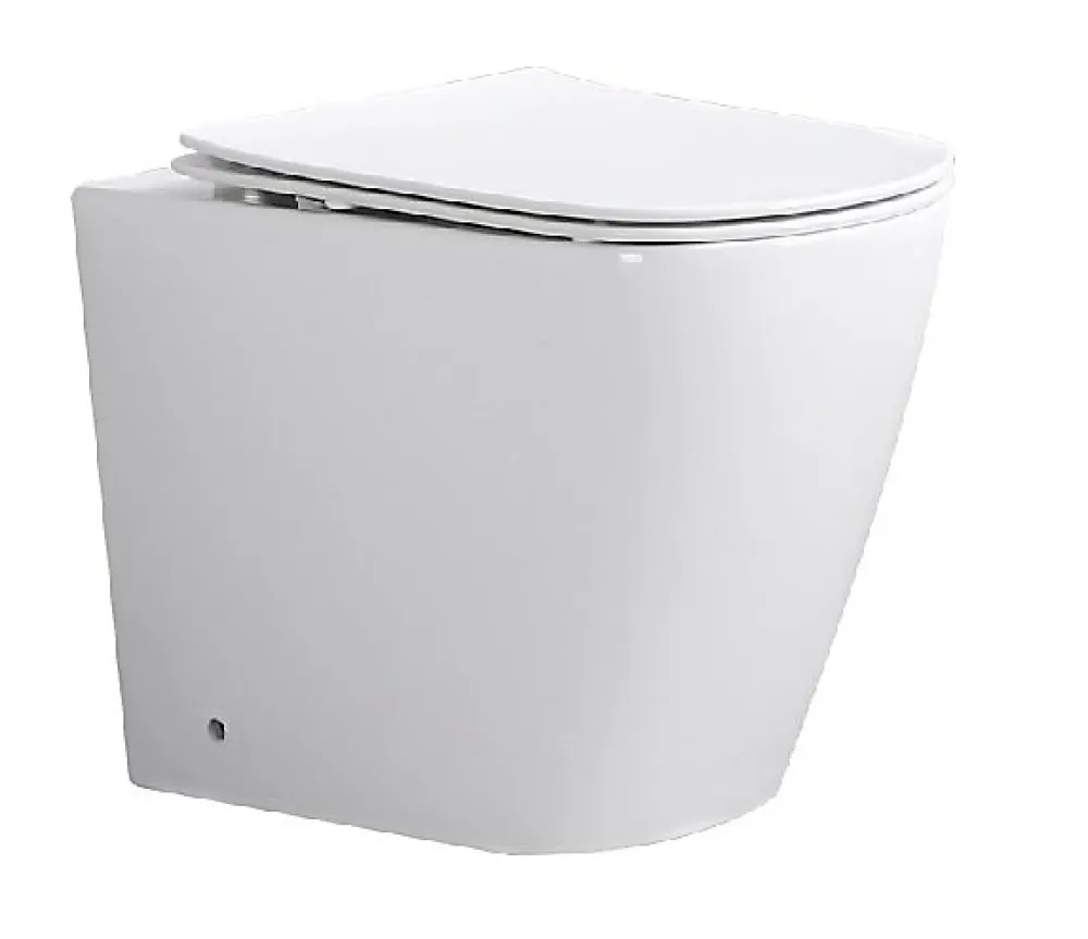 Wc À Poser|Laneri WC AU SOL Série Moon - Cuvette Rimless sans bride Blanc Brillant FIL Mural - Abattant Soft-Close