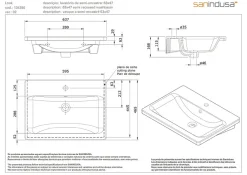 Sanindusa Lavabo à encastrer céramique traditionnelle Look 63x46 blanc (robinet et vidage non inclus)