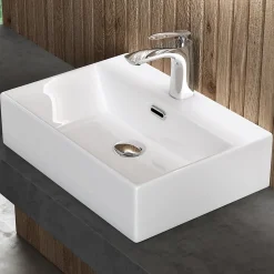 Lavabo|Nature Pro Lavabo à Poser Blanc Vasque Suspendu en Céramique Lave Mains Rectangulaire de Qualité pour Salle de Bain 51x36x13cm