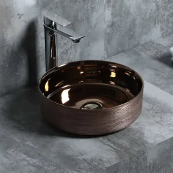 Poalgi Lavabo à poser CILIN céramique 36x12x36 cm cuivre