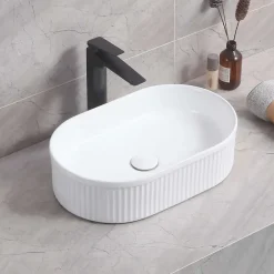 Poalgi Lavabo à poser CORINTO OVALO céramique 49,5x13x31 cm blanc