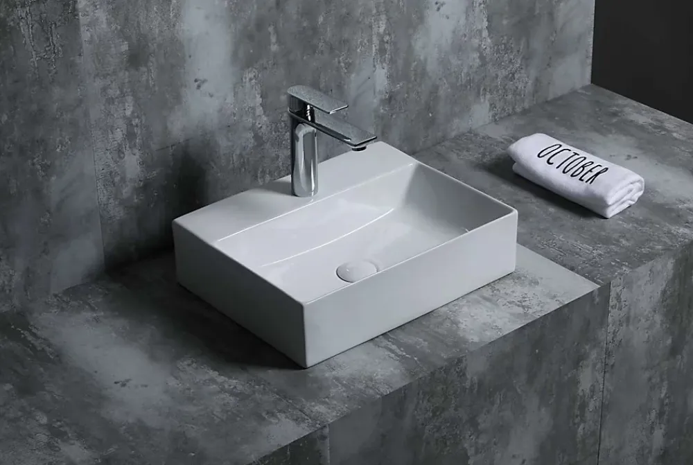 Poalgi Lavabo à poser K45 céramique 45,5x12,5x35,5 cm blanc