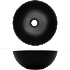 Vasque À Poser|Ml-Design Lavabo à poser rond noir mat céramique avec garniture de vidage