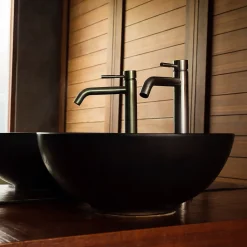 Vasque À Poser|Ml-Design Lavabo à poser rond noir mat céramique avec garniture de vidage