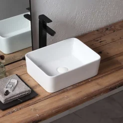 Poalgi Lavabo à poser RT4030 céramique 40,5x13x30 cm blanc