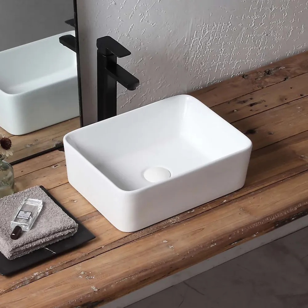 Poalgi Lavabo à poser RT4030 céramique 40,5x13x30 cm blanc
