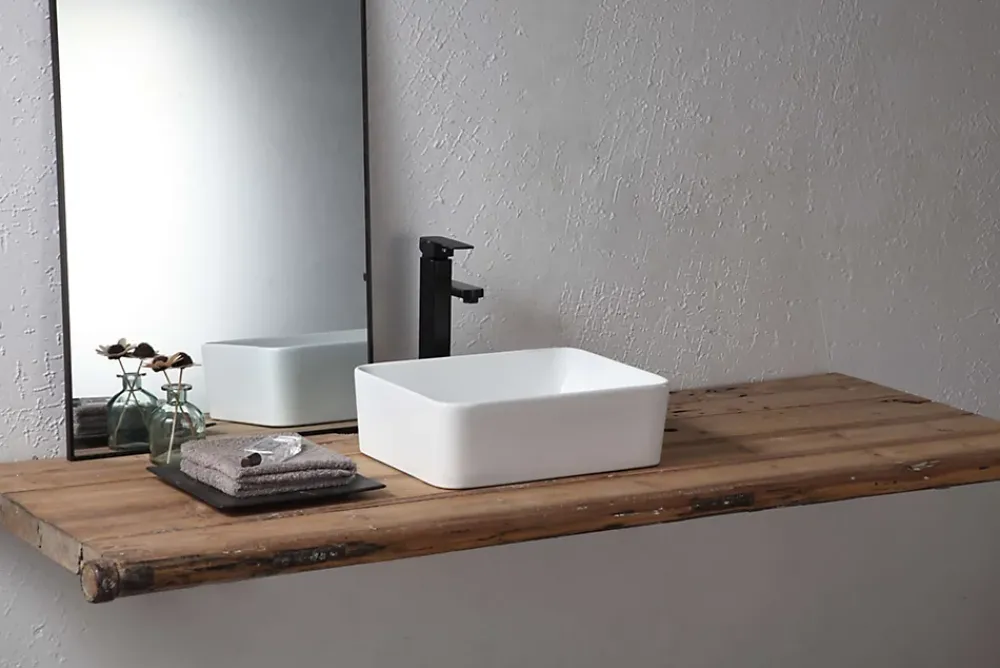 Poalgi Lavabo à poser RT4030 céramique 40,5x13x30 cm blanc