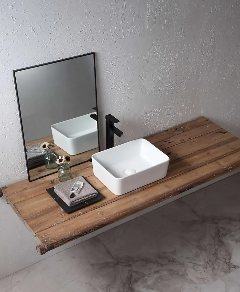 Poalgi Lavabo à poser RT4030 céramique 40,5x13x30 cm blanc