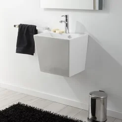 Lavabo|Planète Bain Lavabo à suspendre en céramique rectangle blanc contemporain