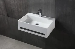 Bernstein Lavabo à suspendre 60x40x20cm en fonte minérale avec porte-serviettes intégré - TWG02