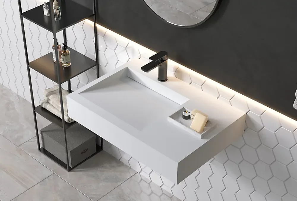 Bernstein Lavabo / vasque à suspendre 74x50x13cm en fonte minérale - PB2014