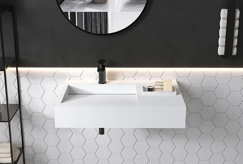 Bernstein Lavabo / vasque à suspendre 74x50x13cm en fonte minérale - PB2014