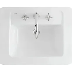 Sanindusa Lavabo a encastrer céramique traditionnelle 3 trous Vintage blanc