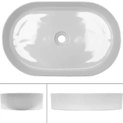 ECD Germany Lavabo +a poser ceramique vasque lave-mains salle de bain ovale blanc 605x380 mm