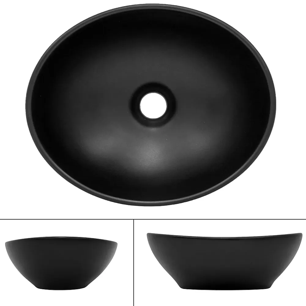 Ml-Design Lavabo a poser noir ceramique lave-mains salle de bain toilette 410x335x145 mm