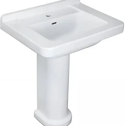 Sanindusa Lavabo 68cm céramique traditionnelle Vintage blanc (compatible avec la colonne Vintage non incluse)