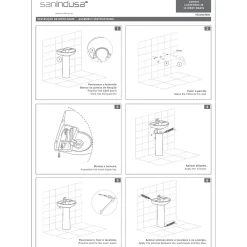 Lavabo|Sanindusa Lavabo 55cm mural céramique traditionnelle Aveiro 2 trous et trou chaine Aveiro blanc