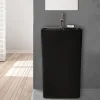 Homesight Lavabo colonne en céramique à poser, l.46 x H.85 x P.34 cm, noir, Elmo