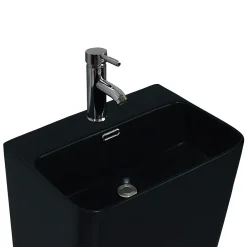 Homesight Lavabo colonne en céramique à poser, l.46 x H.85 x P.34 cm, noir, Elmo