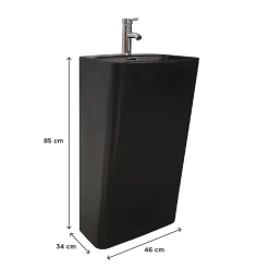 Homesight Lavabo colonne en céramique à poser, l.46 x H.85 x P.34 cm, noir, Elmo