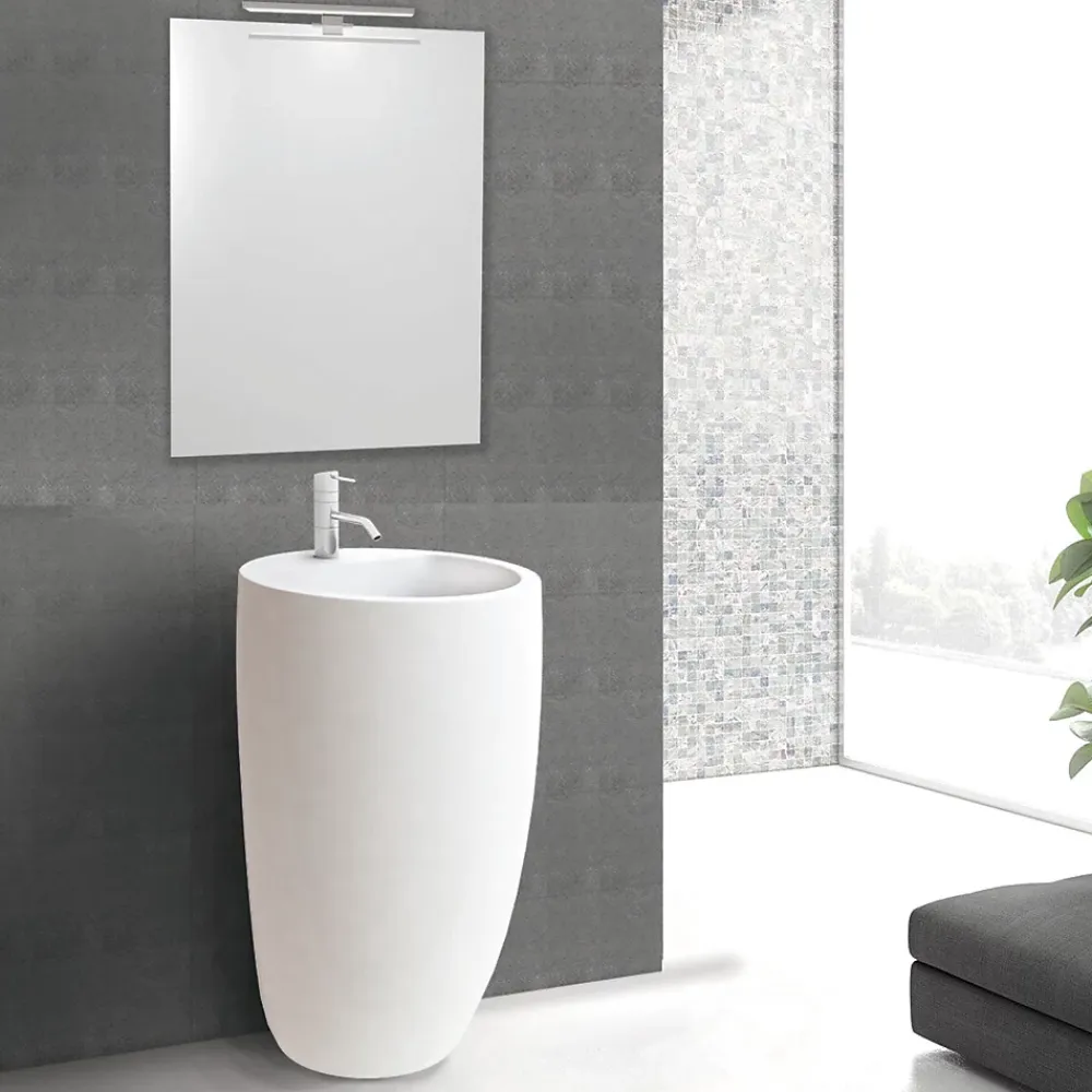 Lavabo|Homesight Lavabo colonne en céramique à poser, l.52 x H.85 cm, blanc, Icone