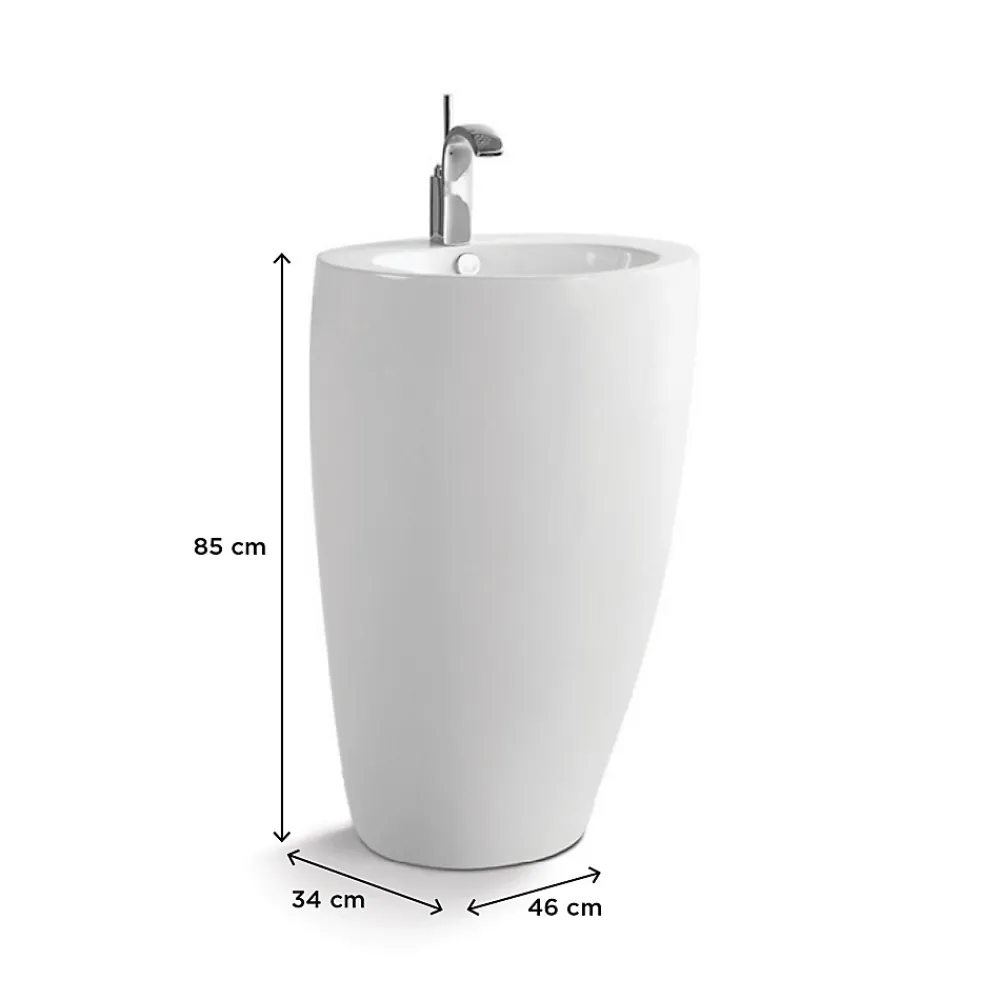 Lavabo|Homesight Lavabo colonne en céramique à poser, l.52 x H.85 cm, blanc, Icone